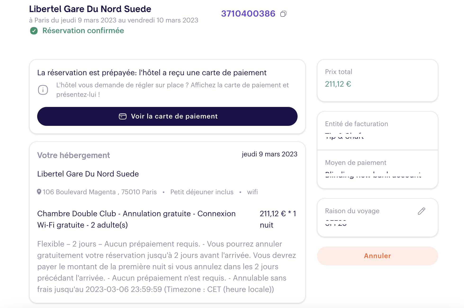 Comment annuler une réservation d