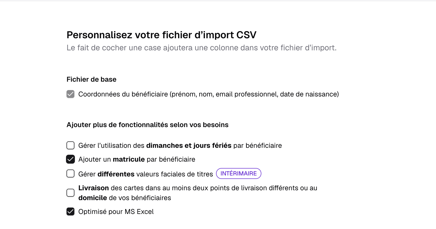 Option Add an employee ID before downloading the Swile CSV import template
