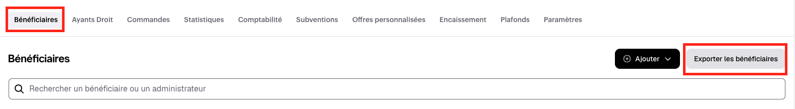 Fichier exporté des bénéficiaires Cadeaux et avantages avec la colonne dédiée à la date d'entrée