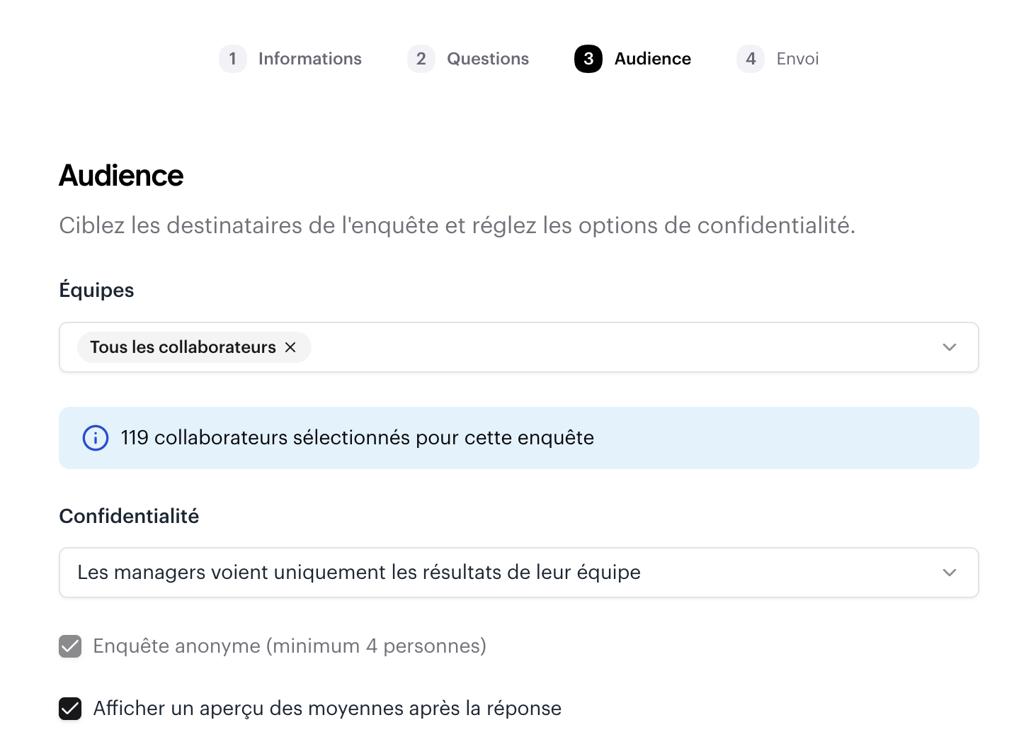 Case Enquête anonyme avec minimum de 4 personnes