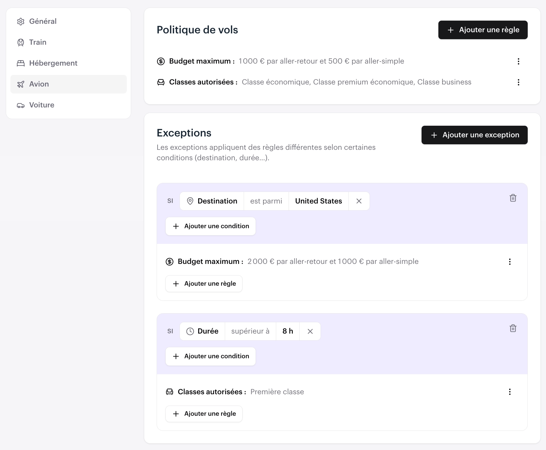 Création d'une exception