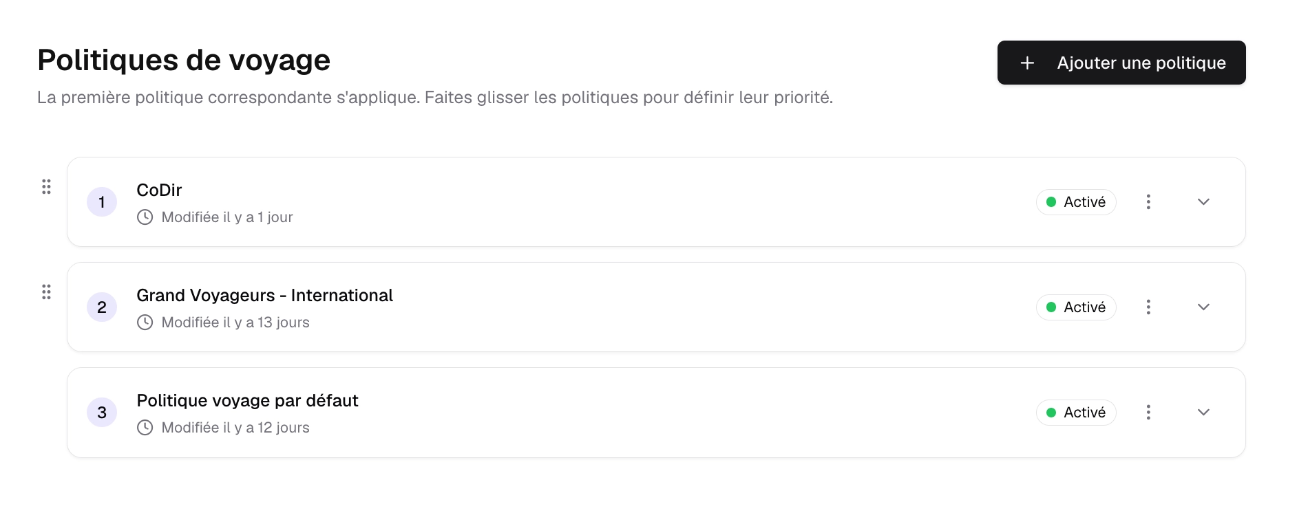 Reordering policies