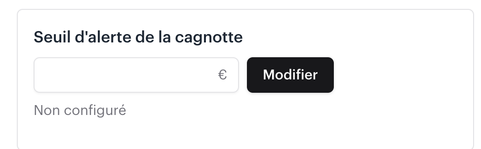 Définir le seuil d’alerte de la cagnotte Services à la personne
